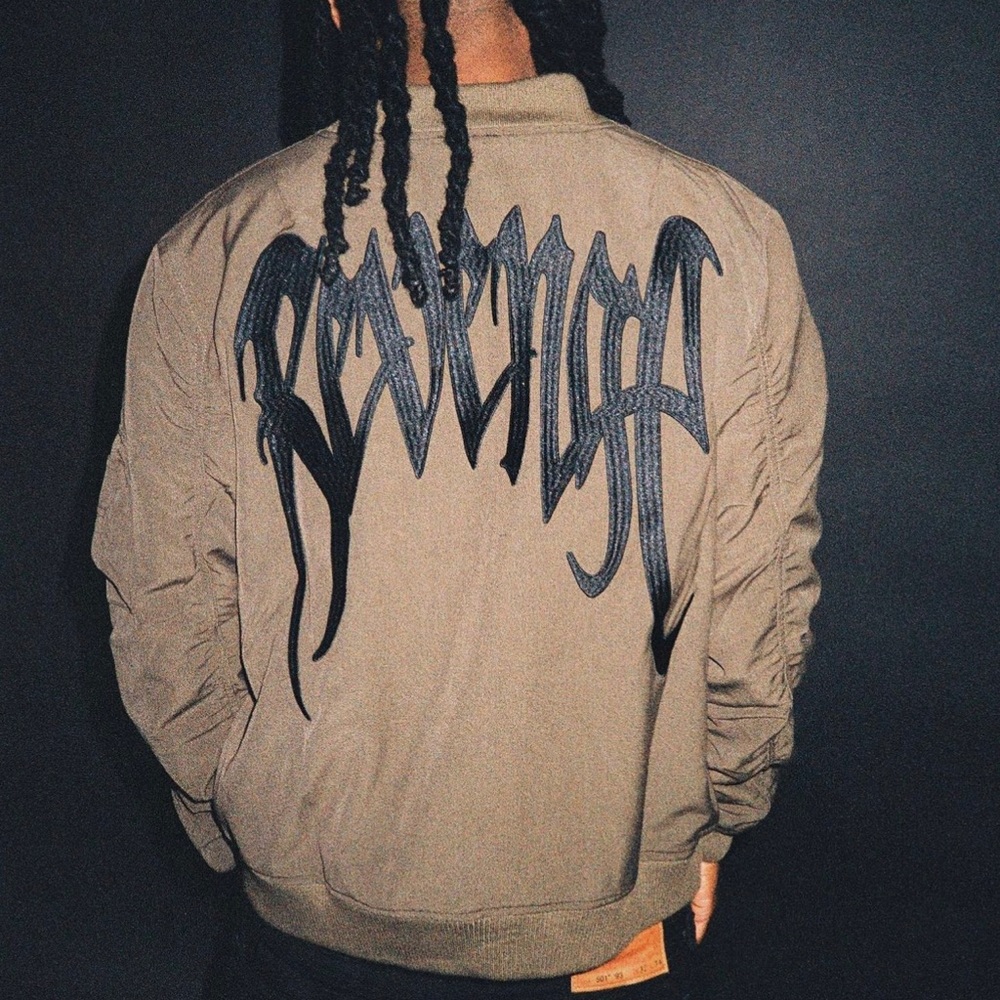 Revenge Embroidered Nylon Bomber Jacket
